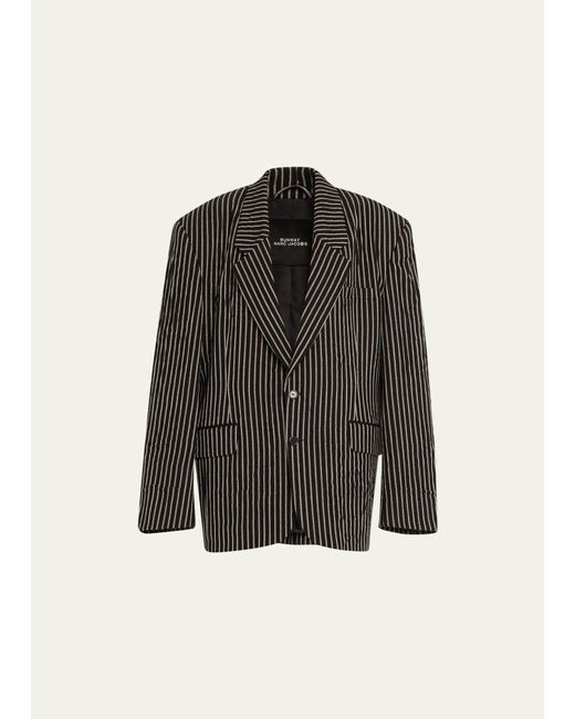 Marc Jacobs Black Oversized Striped Wool Blazer