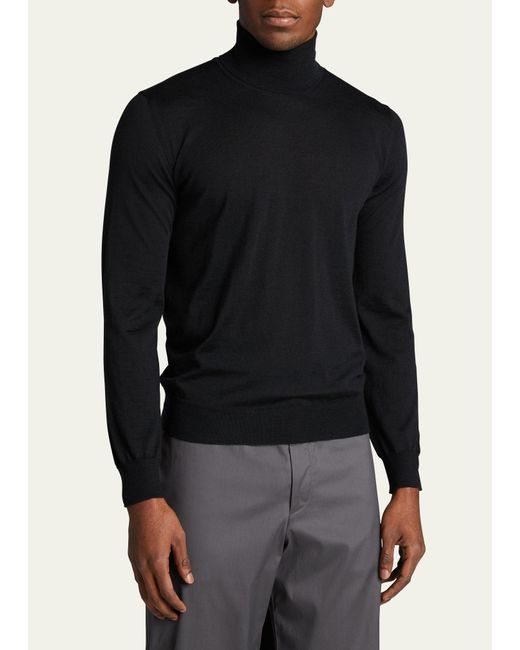 Bergdorf Goodman Black Cashmere Turtleneck Sweater for men