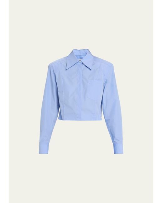 3.1 Phillip Lim Blue Long-sleeve Crop Tailored Shirt