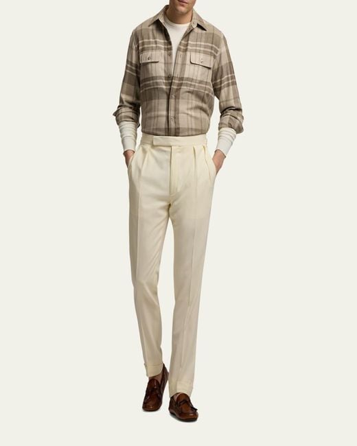 Ralph Lauren Natural Cooper Cashmere Plaid Double-Pocket Sport Shirt for men