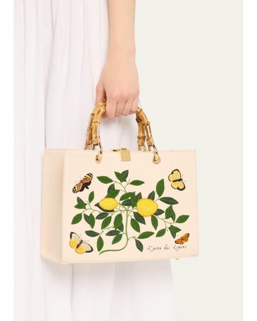 Olympia Le-Tan Yellow Small Lemons And Butterflies Book Clutch Bag
