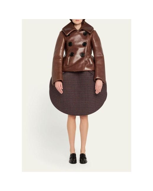 Marc Jacobs Brown Shrunken Leather Double-Breasted Jacket