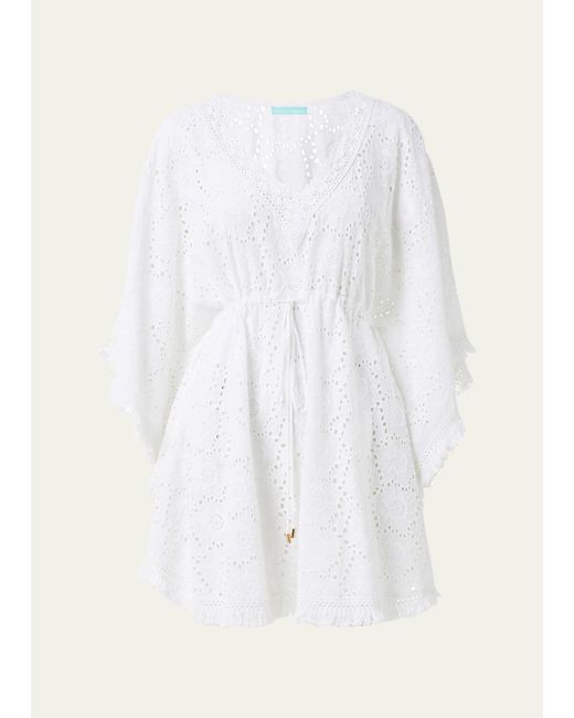 Melissa Odabash White Ivy Lace Crochet Fringe-trim Mini Dress