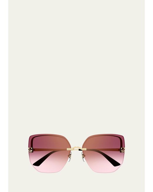 Cartier Pink Panther Rimless Metal Alloy Butterfly Sunglasses