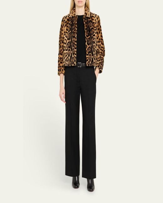 Nili Lotan Natural Montmartre Leopard Shearling Cropped Jacket