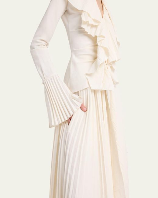 Alexander McQueen Red Pleated Asymmetric Draped Midi Skirt