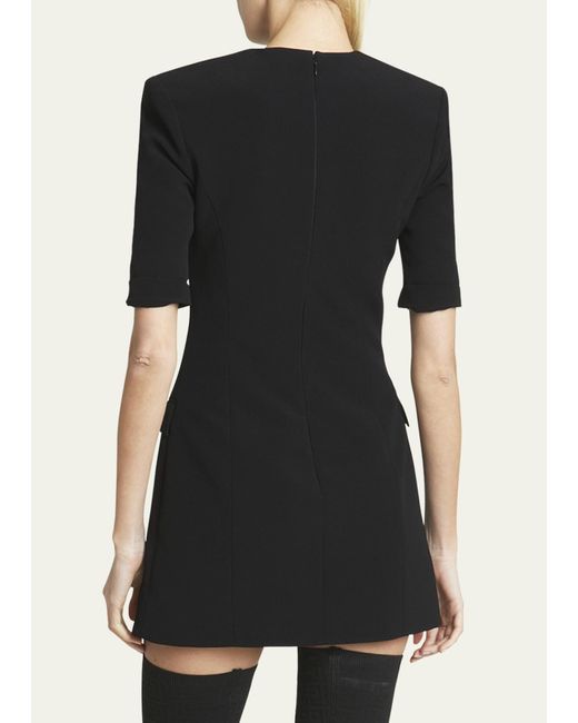 Balmain Black Tailored Mini Dress With Button Details