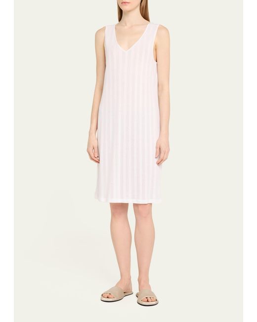 Hanro White Simone Striped Organic Cotton Nightgown