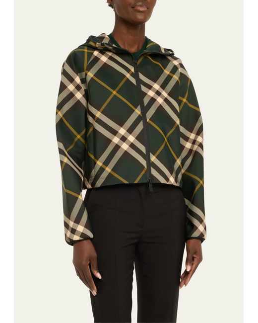 Burberry Green Check Hooded Jacket