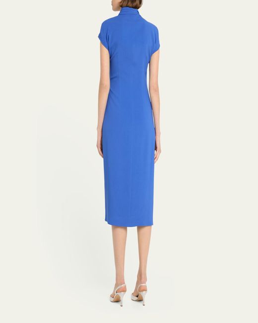 Giorgio Armani Blue Wrap Midi Dress With Tie Detail