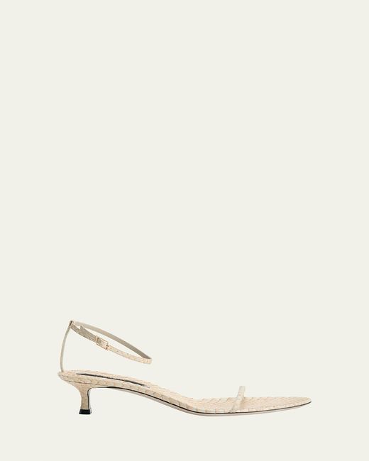 Christen Natural Python Ankle-Strap Sandals