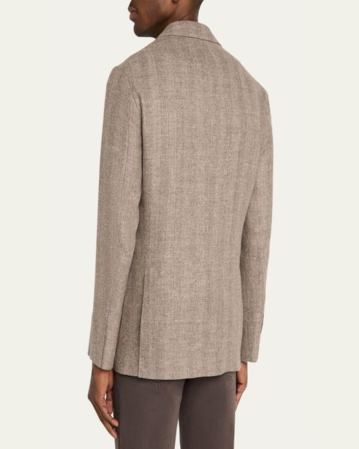 Brunello Cucinelli Natural Textured Chevron Sport Jacket for men