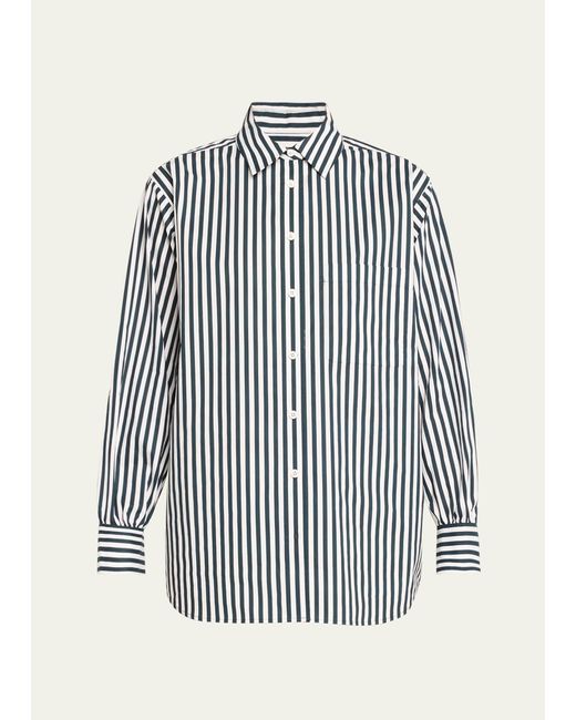 FRAME Blue Oversized Stripe Pocket Shirt