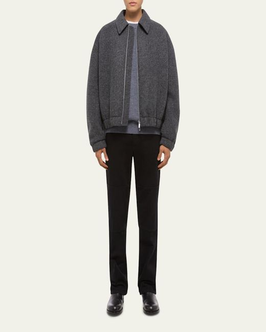 Helmut Lang Gray Wool Bonded Full-Zip Bomber Jacket for men