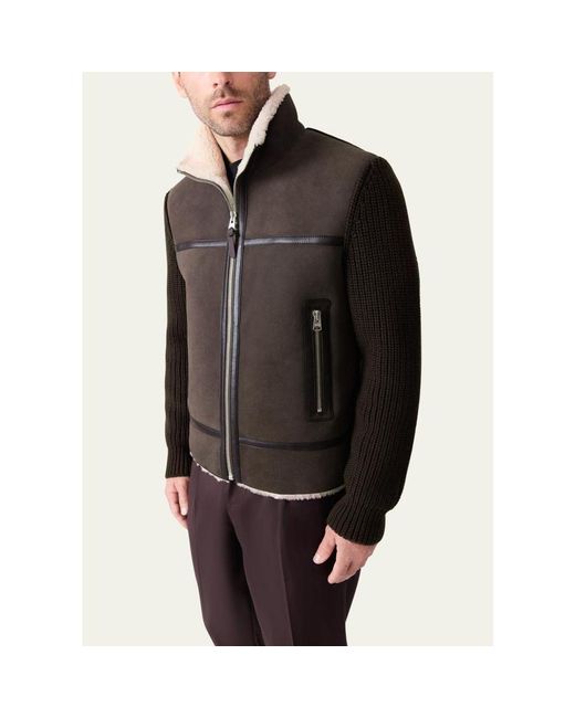 Mackage Black Jonathan Mixed-Media Shearling Jacket for men