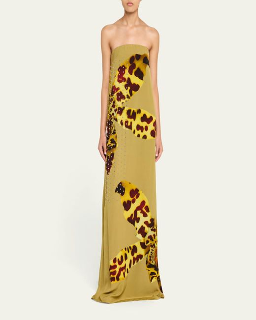 green emerald velvet dress Dries Van Noten Embellished Backless Maxi Dress main image 1