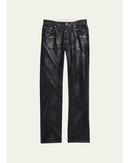 Helmut Lang Black Low-rise Metallic Foil Denim Relaxed-leg Jeans for men