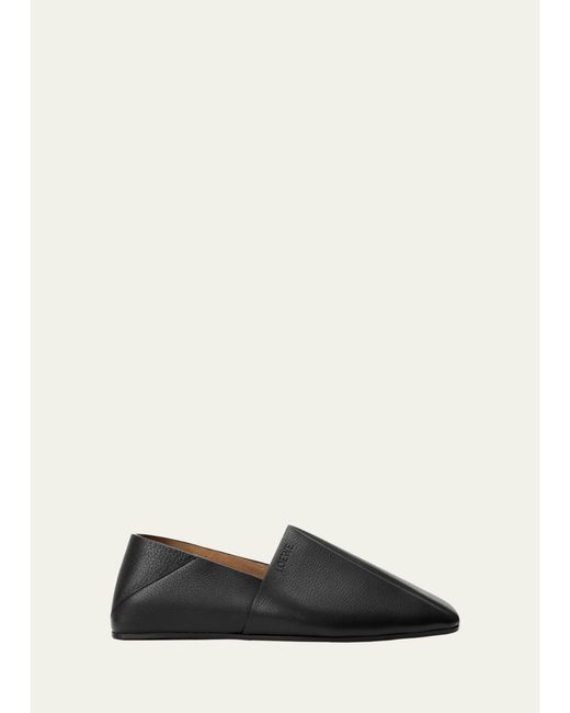Loewe Black Origami Leather Square-Toe Slippers for men