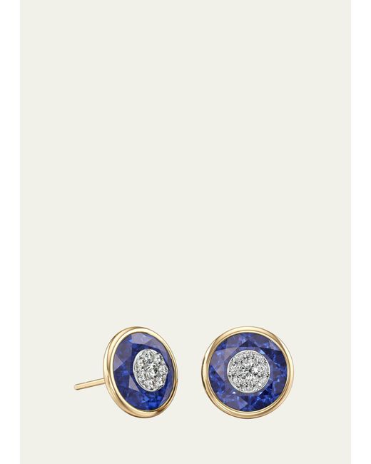 Bhansali Blue 18k Stone And Brilliant Diamond Stud Earrings