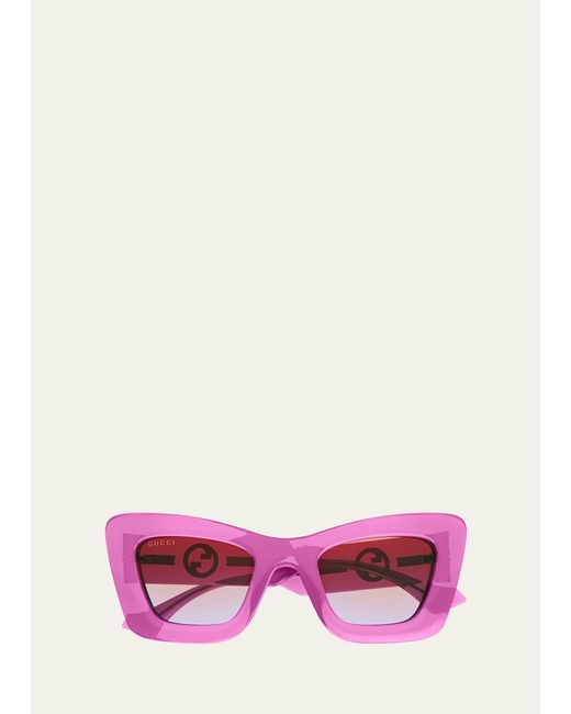 Gucci Pink GG Plastic Cat-eye Sunglasses