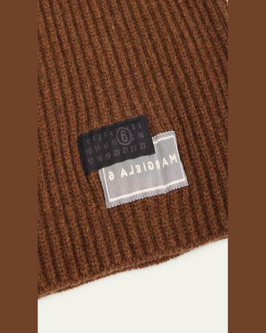 MM6 by Maison Martin Margiela Brown Drawstring Wool-Blend Knit Hood