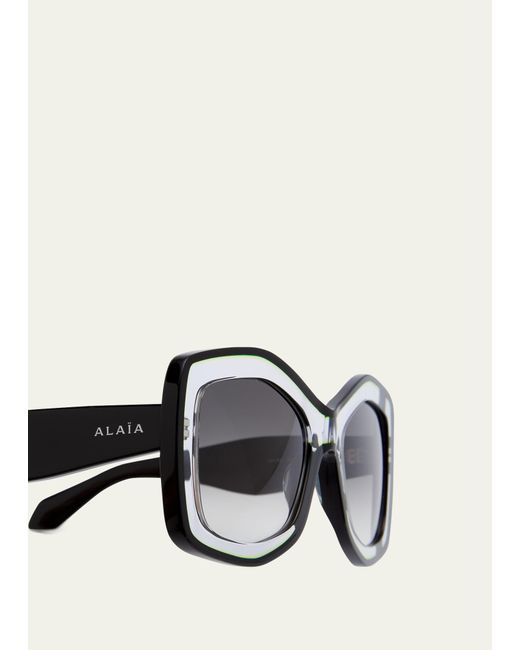 Alaïa White Logo Square Acetate Sunglasses