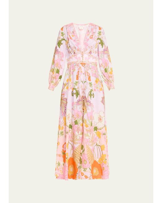 Camilla Pink Button-front Linen Maxi Dress With Shaped Waistband