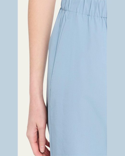 Lafayette 148 New York Blue Riverside Wide-Leg Organic Cotton Poplin Pants