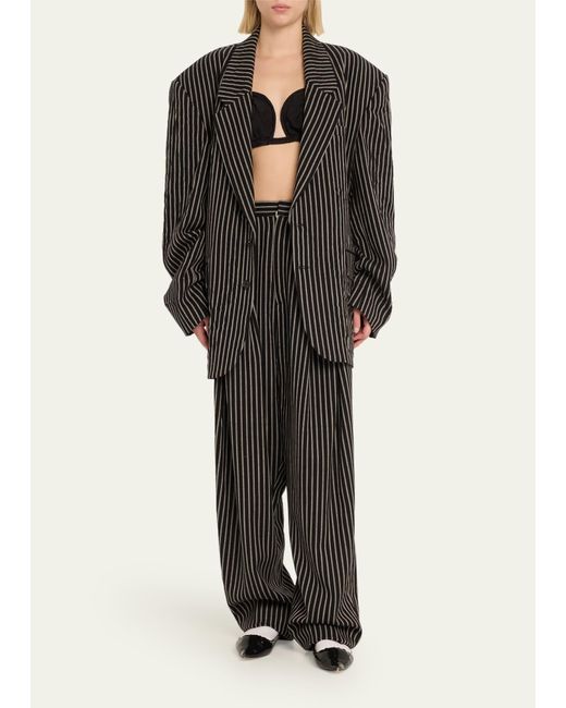 Marc Jacobs Black Oversized Striped Wool Blazer