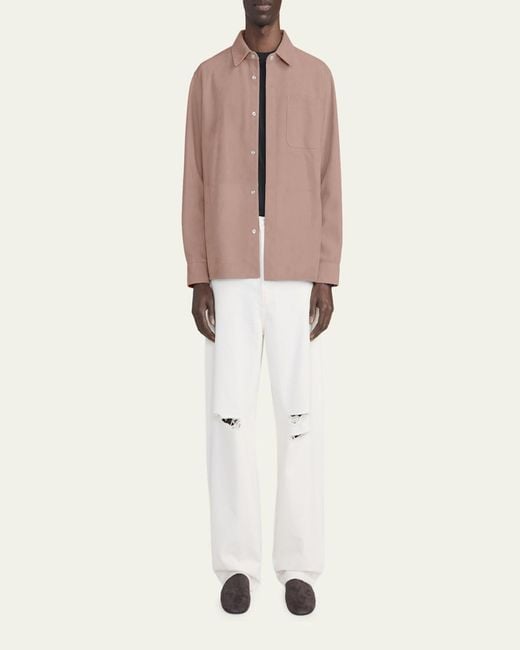 FRAME Pink Solid Suede Overshirt for men