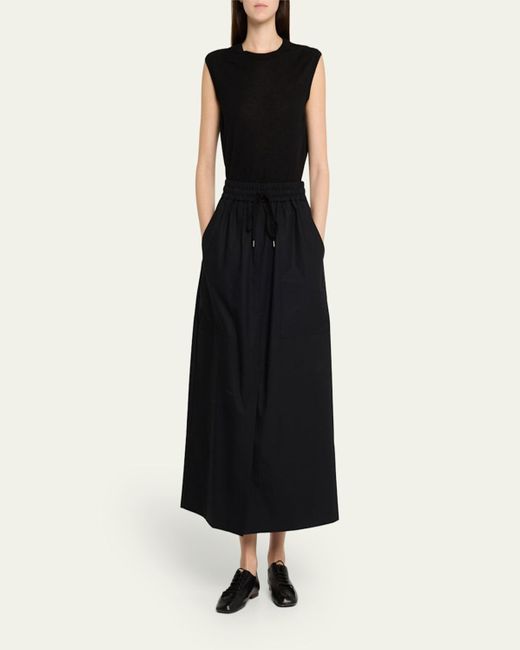 Studio Nicholson Black Oates Drawstring Midi Skirt With Pockets