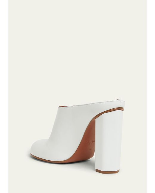 Alaïa White Leather Block-heel Mules