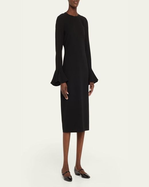 Lafayette 148 New York Black Pearl-Embellished Midi Sheath Dress