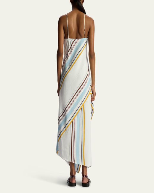 A.L.C. Lauren Asymmetric Stripe Cowl Neck Sleeveless Midi Dress in White Lyst