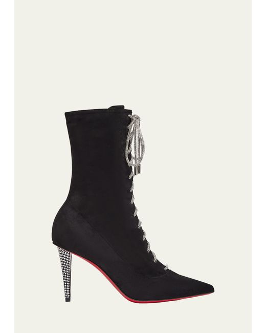 Christian Louboutin Black Astrid 85mm Suede Lace-up Booties