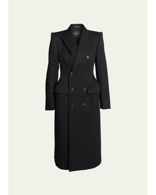Balenciaga Black Double-breast Hourglass Wool Coat