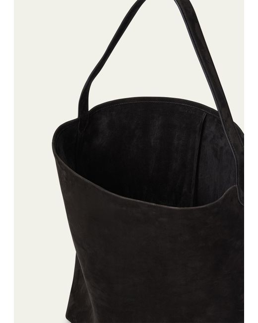 The Row Black Park Large North-south Tote Bag In Nubuck Leather