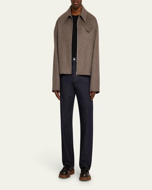Bottega Veneta Brown Melange Wool-Cashmere Blouson Jacket for men