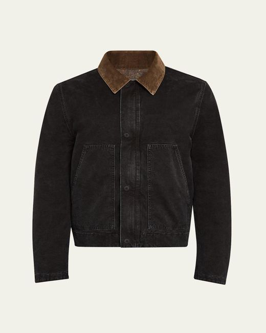 Saint Laurent Black Canvas Corduroy-Collar Work Jacket for men