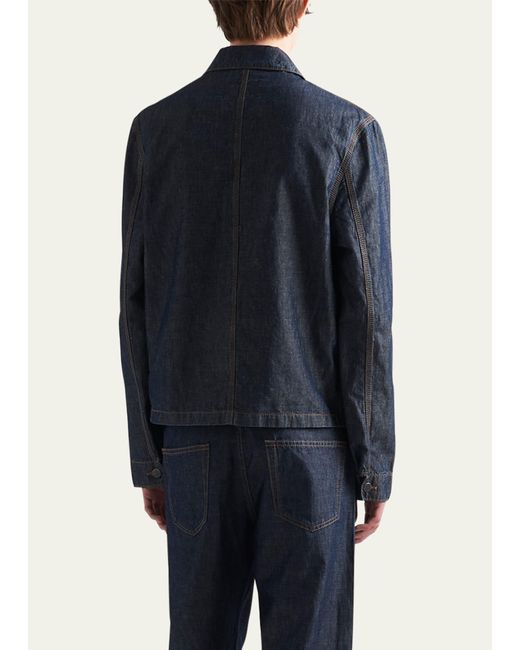 Prada Blue Chambray Blouson Jacket for men
