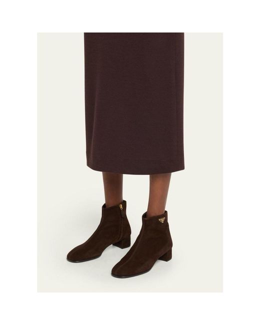 Prada Brown Suede Ankle Booties