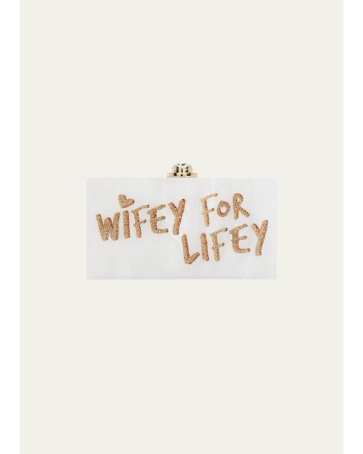 Sophia Webster Natural Cleo Wifey For Lifey Clutch Bag