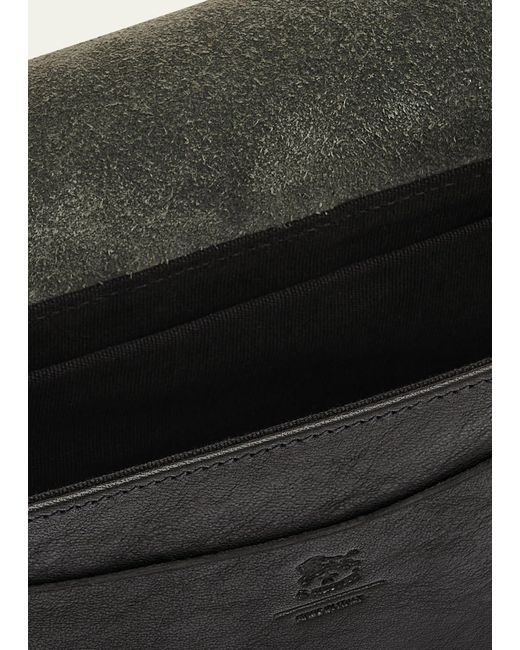 Il Bisonte Black Alloro Saddle Vachetta Leather Crossbody Bag