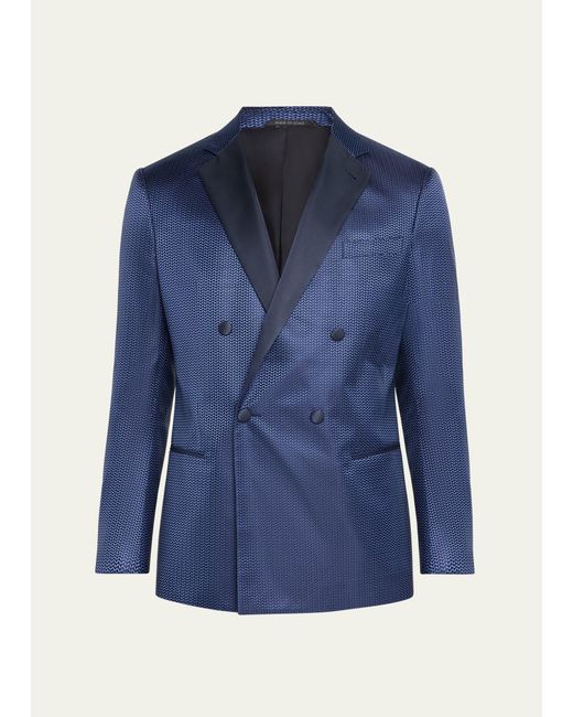 Giorgio Armani Blue Chevron Double-breasted Dinner Jacket for men