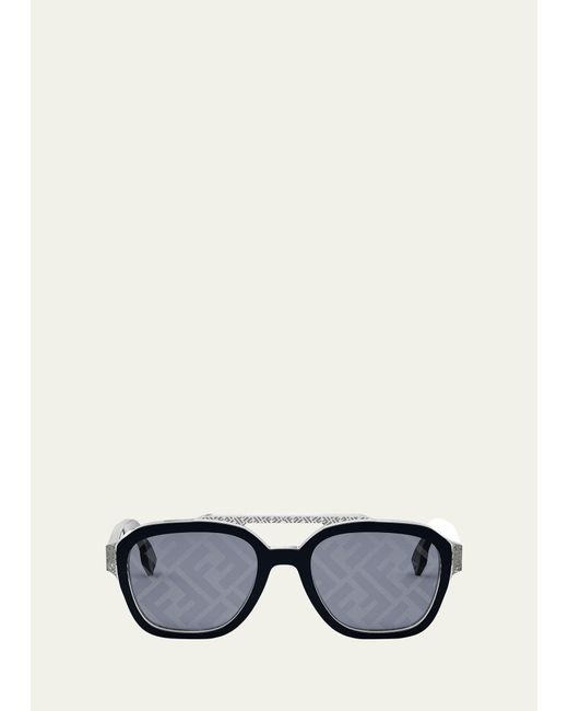 Fendi Black Bilayer Ff Acetate Square Sunglasses for men