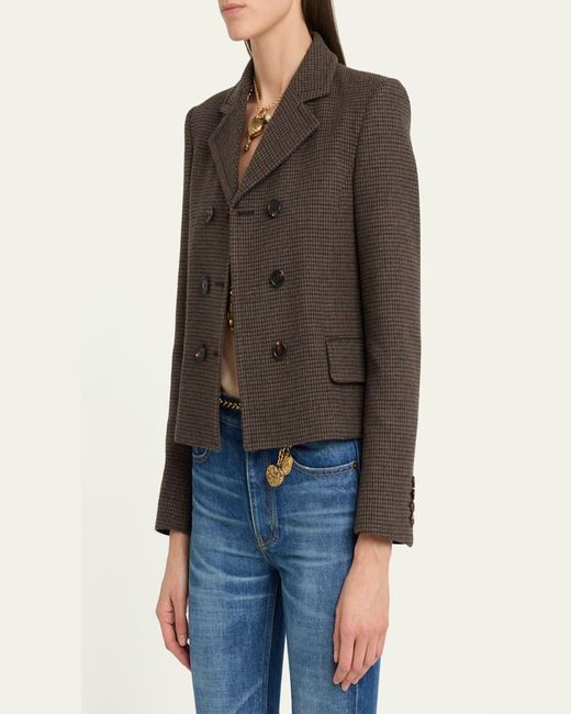 Chloé Black Houndstooth Wool Top Coat