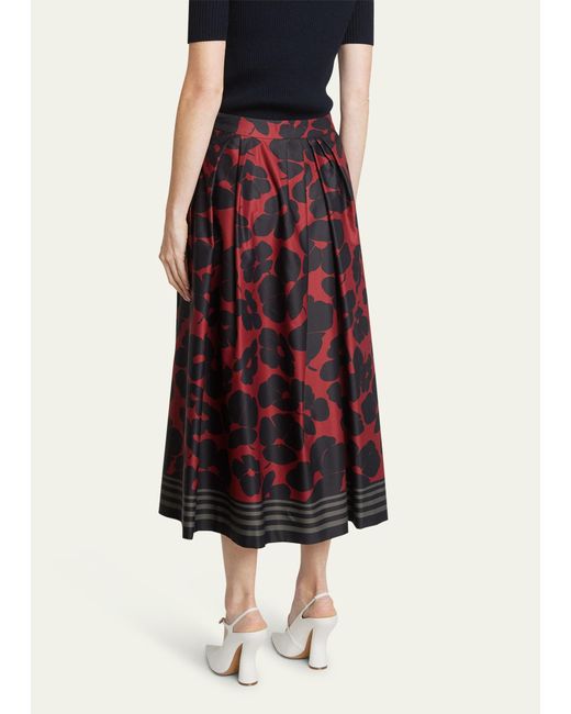 Dries Van Noten Red Soni Mixed-print Midi Skirt