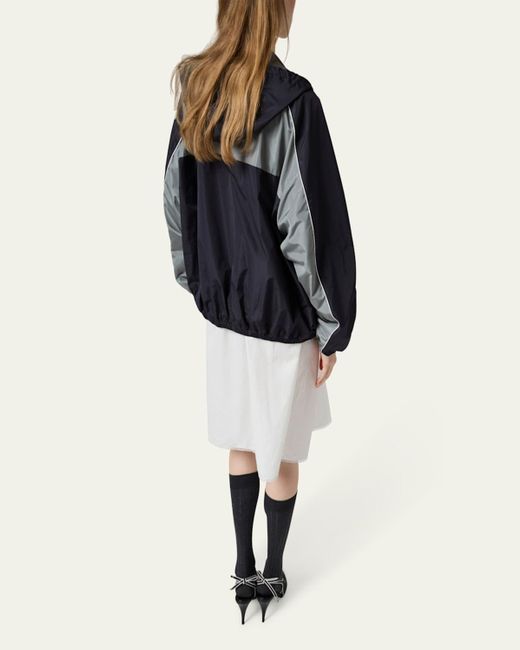 Miu Miu Black Colorblock Oversized Hooded Track Jacket
