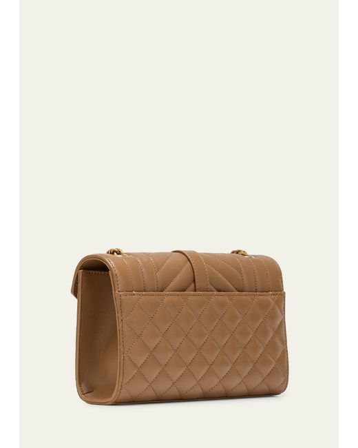 Saint Laurent Natural Envelope Triquilt Small Ysl Shoulder Bag In Smooth Leather