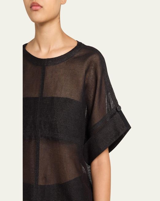 Issey Miyake Black Papyrus Short Sleeve Top